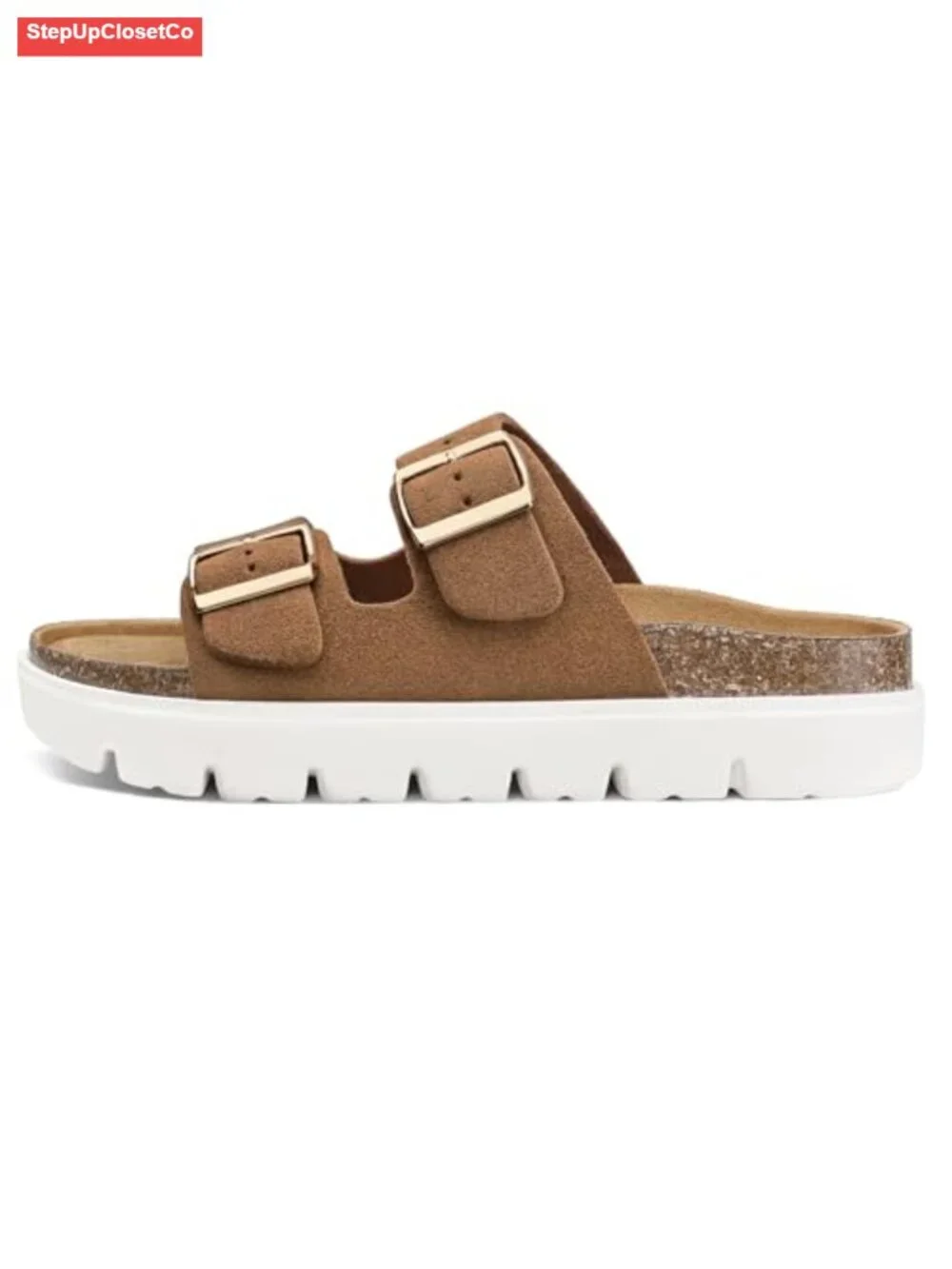 Women's Cork Footbed Arch Support Platform Wedge Sandals Slip-On